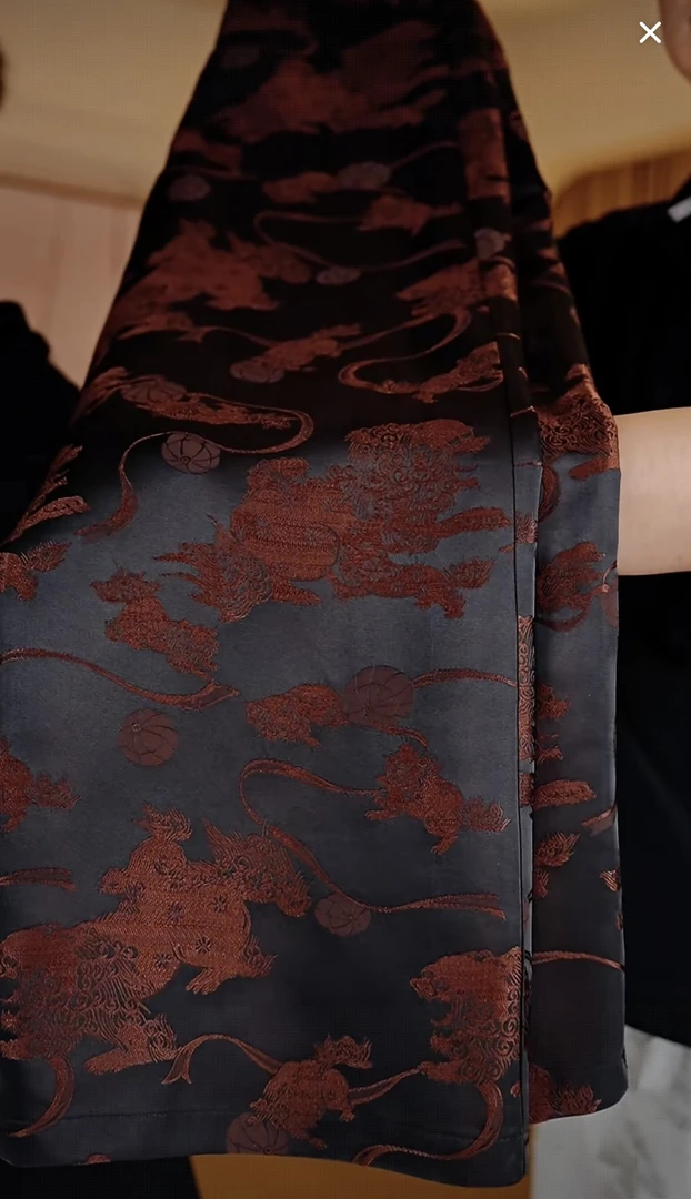 【麒麟戏珠】新中式织锦锻早秋新款时尚百搭休闲裤8070