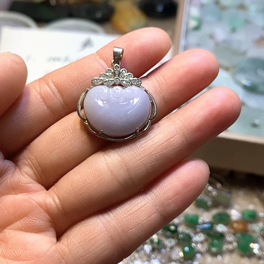 翡翠银S925镶嵌颈饰吊坠