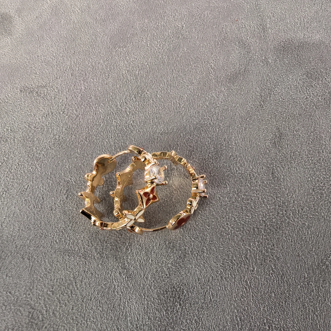 非金属仿水晶耳饰 F070红色四叶闪闪耳扣款耳饰