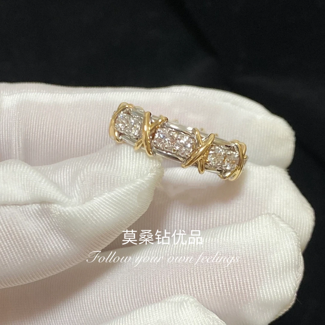 925银莫桑石戒指 时光轮｜十六戒男女戒时尚排戒百搭满钻欧美单环