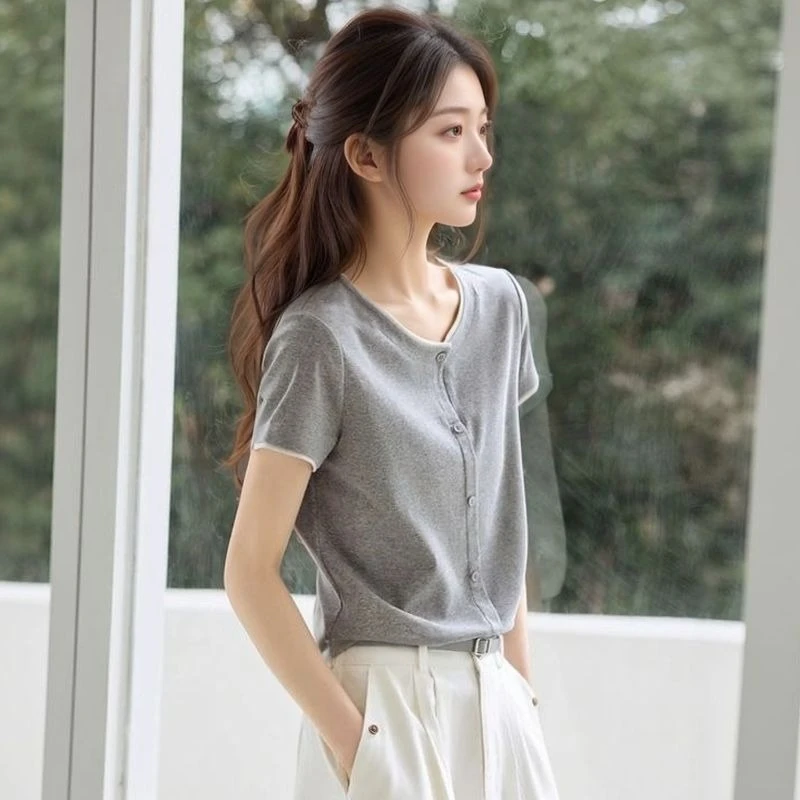 2025夏季新款大码女装纯棉设计感小众短袖t恤女宽松显瘦t恤上衣女