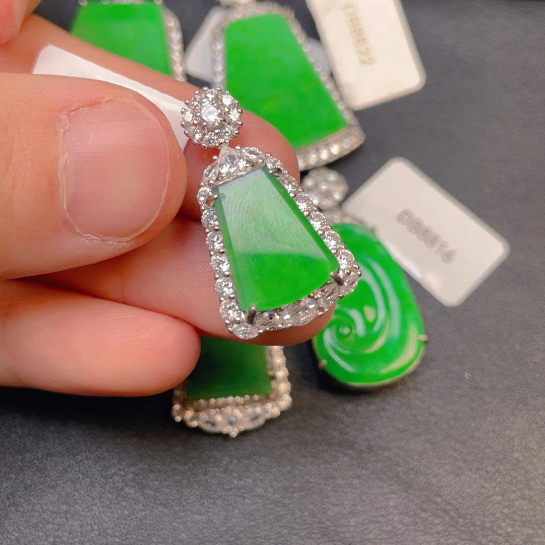 翡翠银S925镶嵌吊坠(不含链)