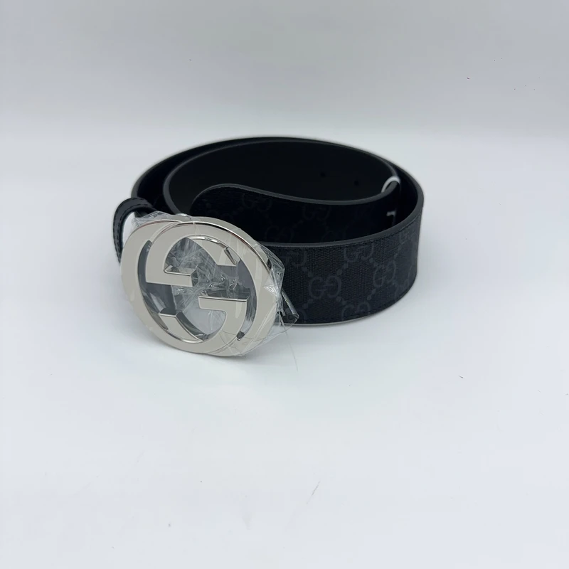 95新 GUCCI/古驰 黑色印花腰带1604 8588