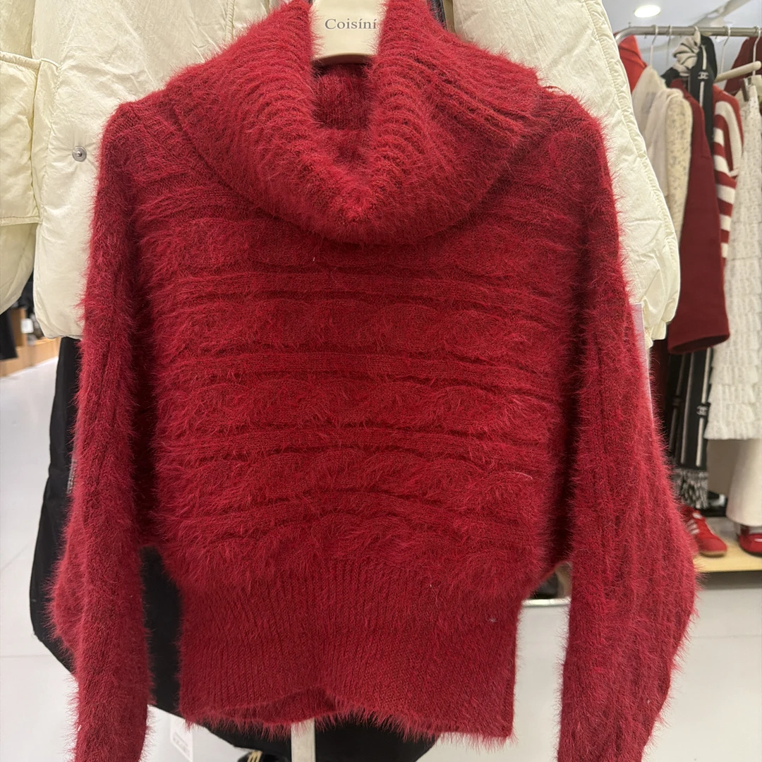 韩系一字领毛衣女秋冬季软糯百搭气质宽松外套贵气约会战衣