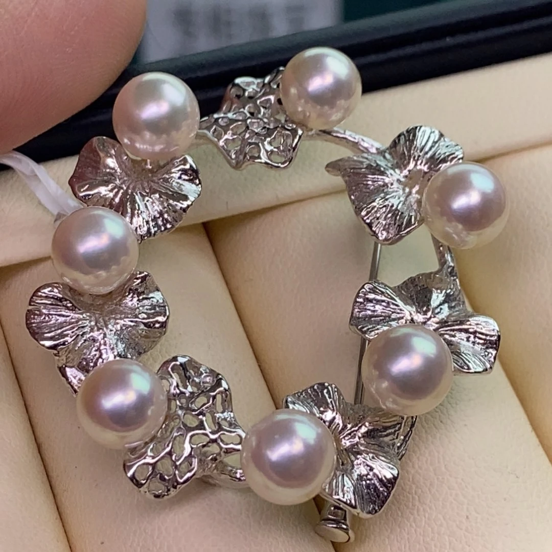 银S925镶嵌胸饰海水珍珠