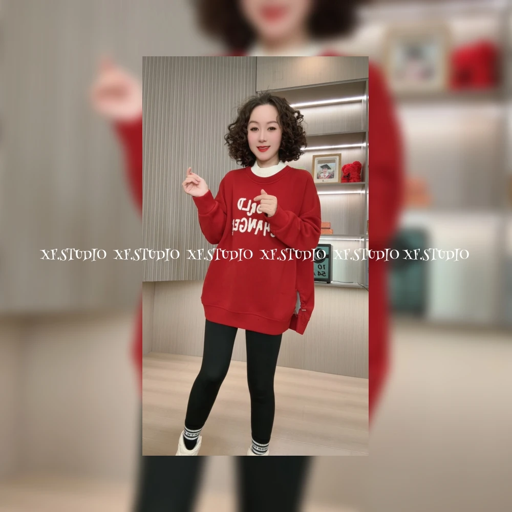 小凤XF【加绒】时尚减龄显瘦加绒欧版卫衣 XF6622