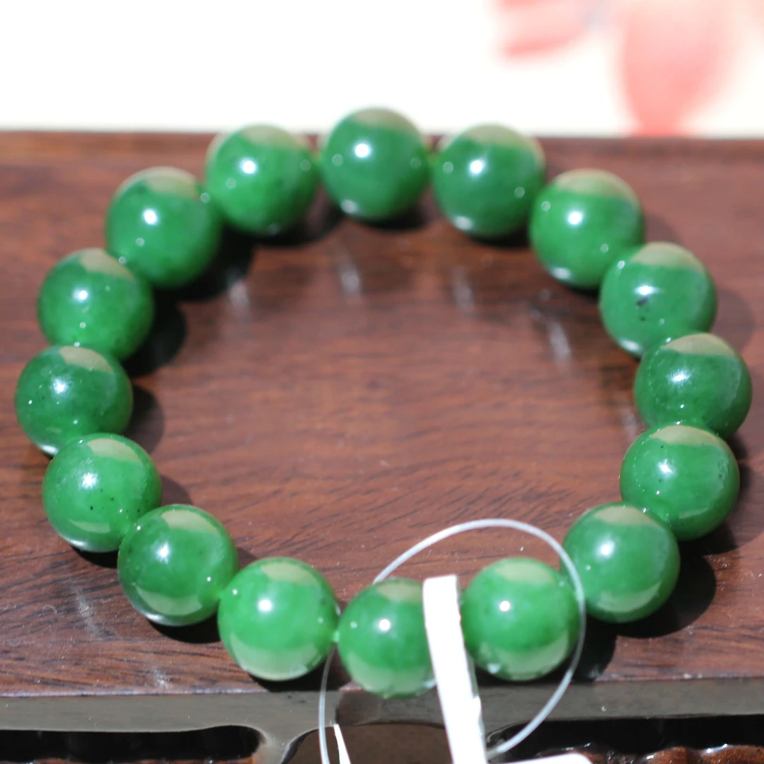 【西部白马】新疆天然和田玉碧玉手串13mm