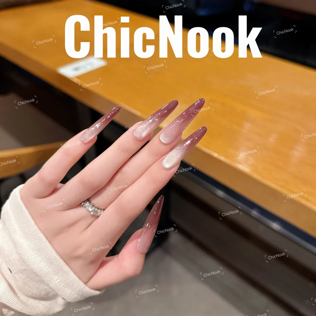 ChicNook·【暮色烟熏】原创设计 | 高级车厘子渐变水光细闪穿戴甲