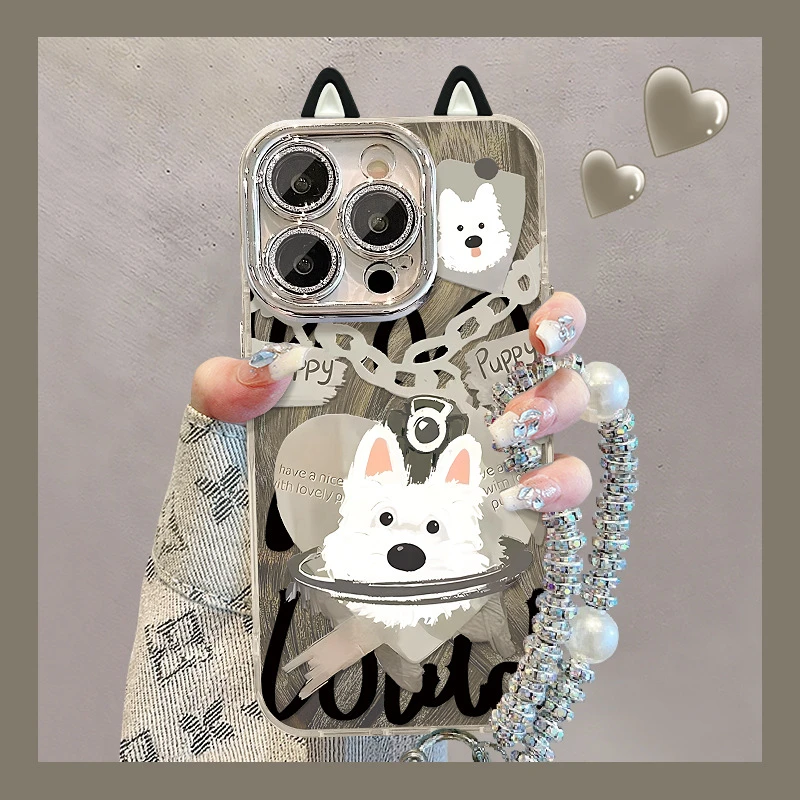 兰知春序壳猫狗耳朵公仔立体适用苹果16e羽纱可爱13promax全包防