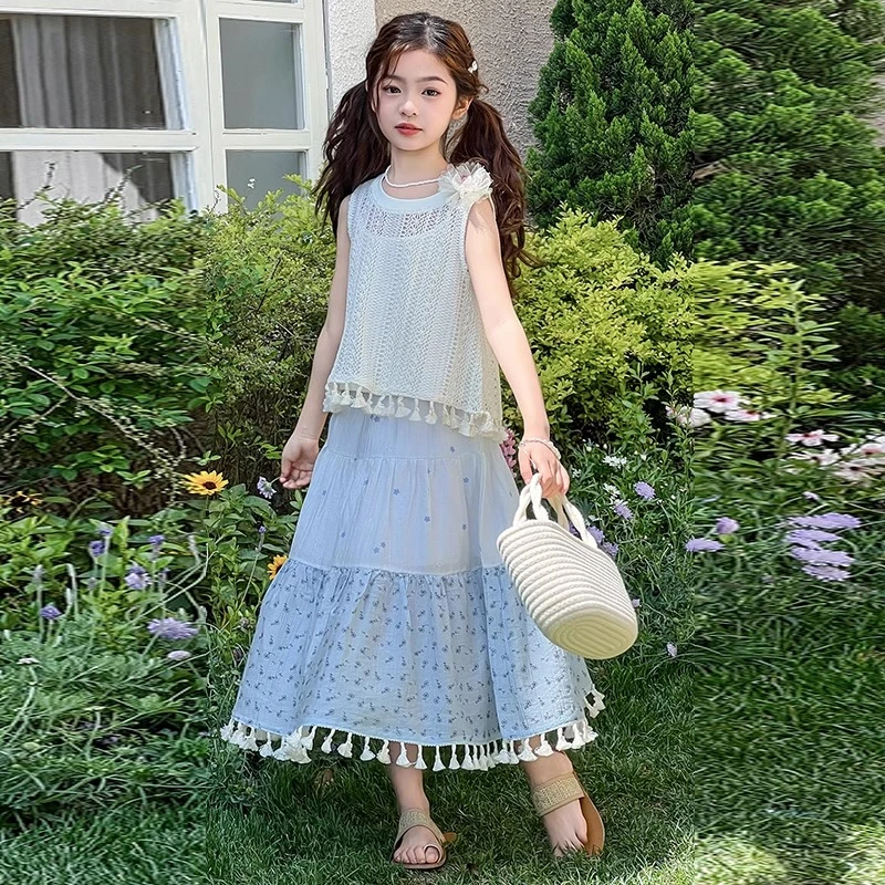 女童夏季套装裙子2025新款儿童洋气薄款夏装中大童波西米亚三件套