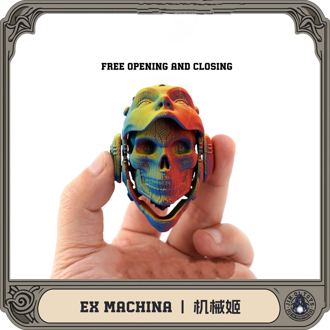 机械姬骷髅头摆件变形开合手办礼物男生小众生日礼物钥匙扣潮玩