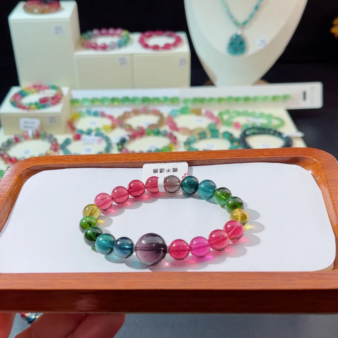 手串碧玺18K金镶嵌手串