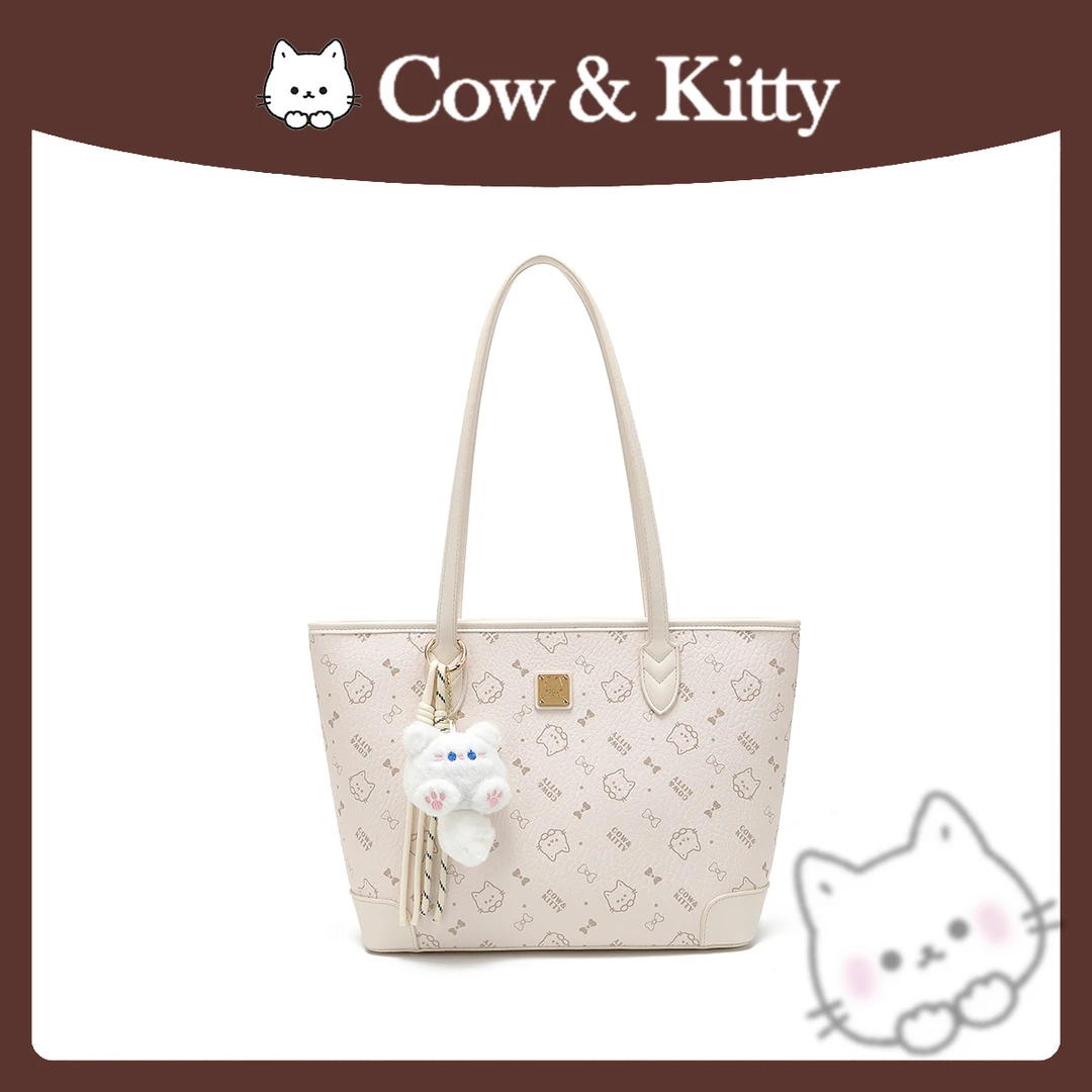 【刘叮当甄选】CowKitty/青春女士大容量托特包手提单肩8022杏白