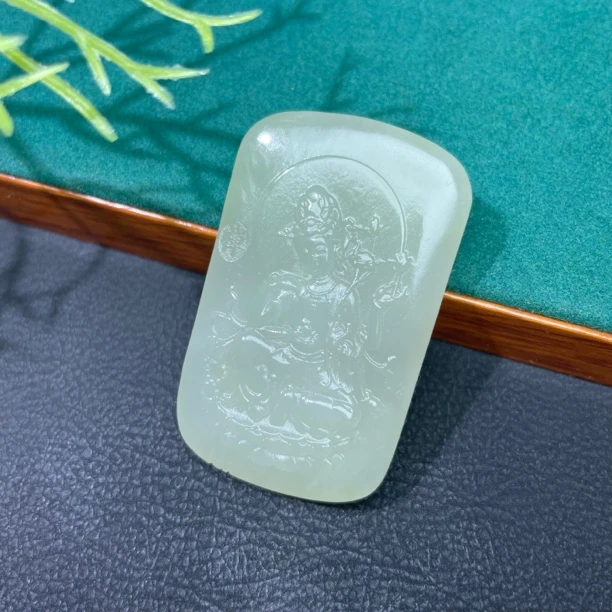 天然和田玉千手观音牌子晴水吊坠男女款玉石中国风汉服潮流挂件坠