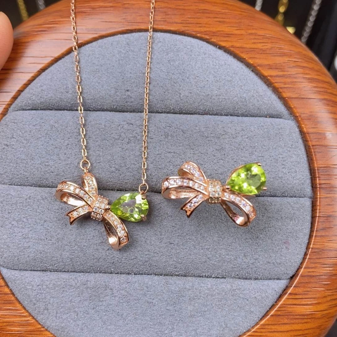 橄榄石套装银S925镶嵌