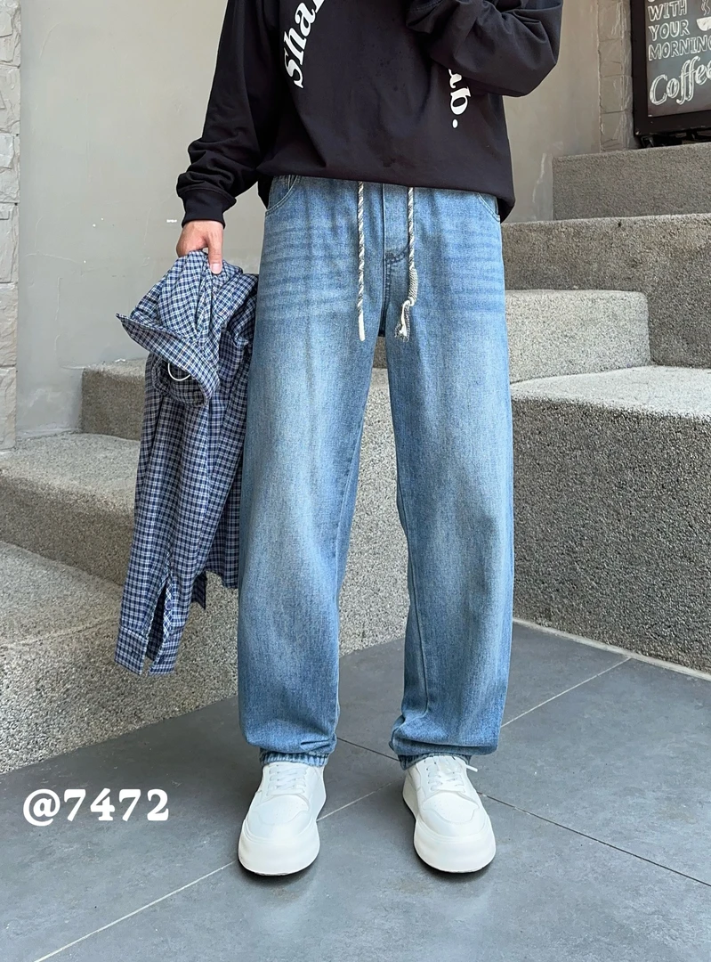 【经典牛】2025洗水软牛仔裤休闲百搭宽松蓝色经典直筒牛仔裤男女款