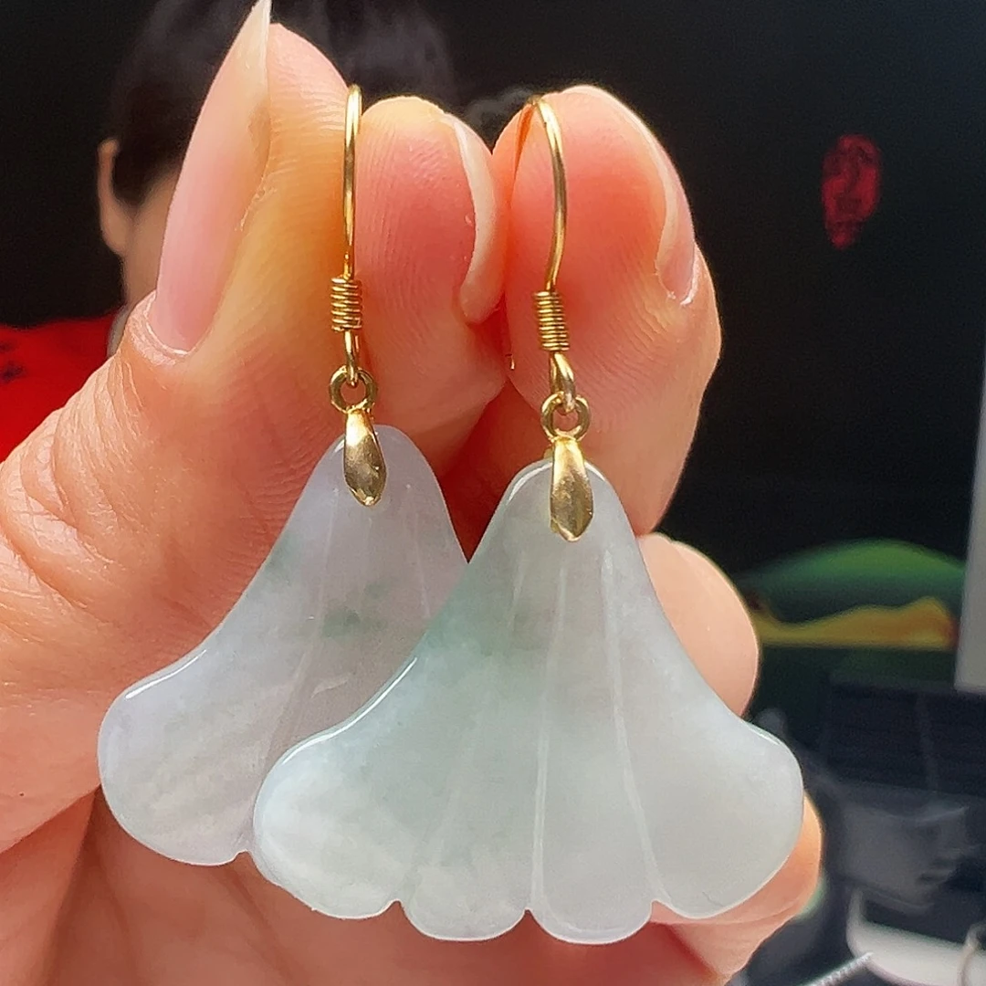 翡翠银S925镶嵌耳饰天然翡翠