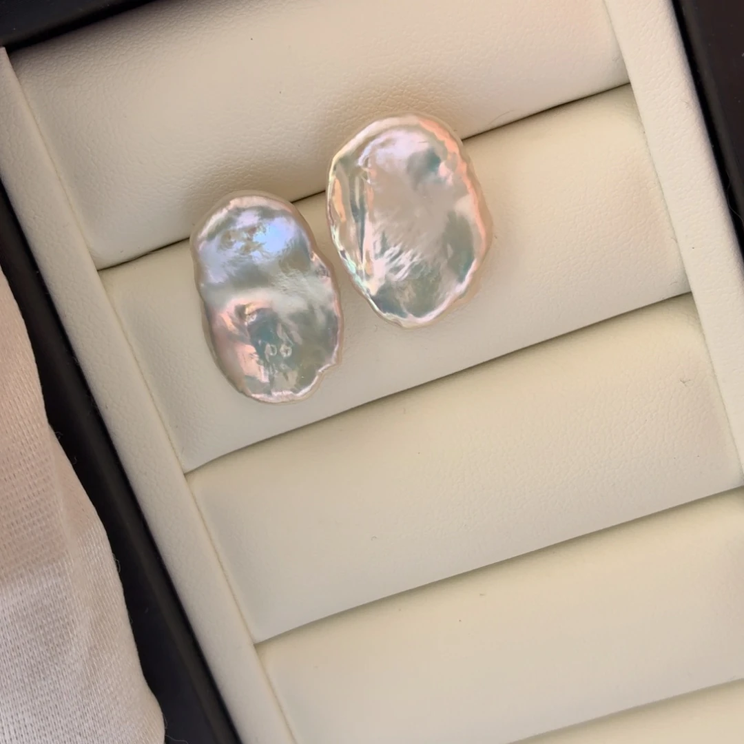 银S925镶嵌淡水珍珠耳饰