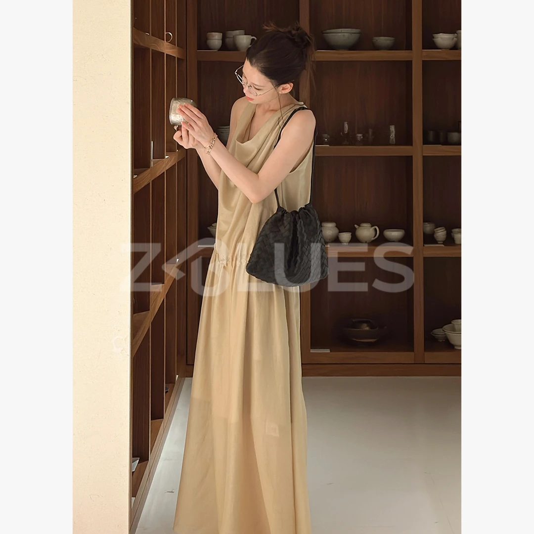 Z.blues【淡人轻礼服裙】桑蚕丝&棉荡领氛围感收腰连衣裙YZJYJ0088