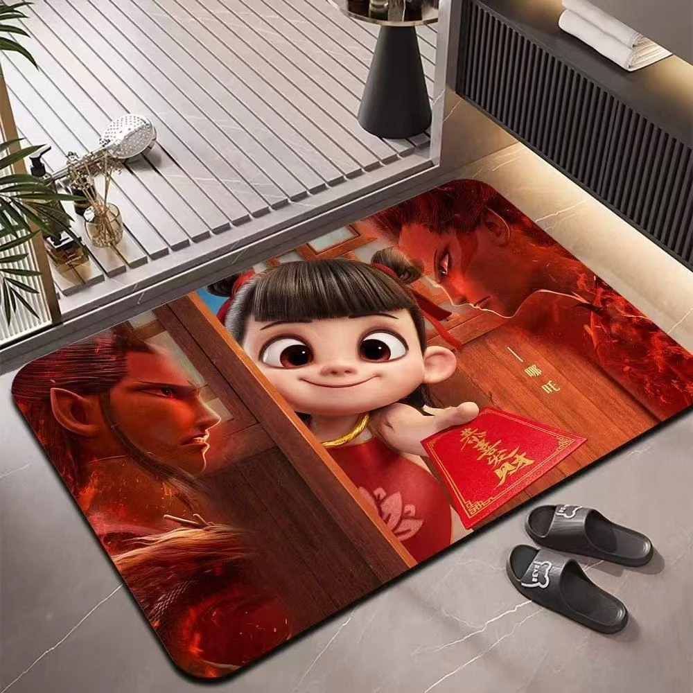 2025新款哪吒联名款浴室地垫硅藻泥速干防滑垫家用卡通卫生间地垫