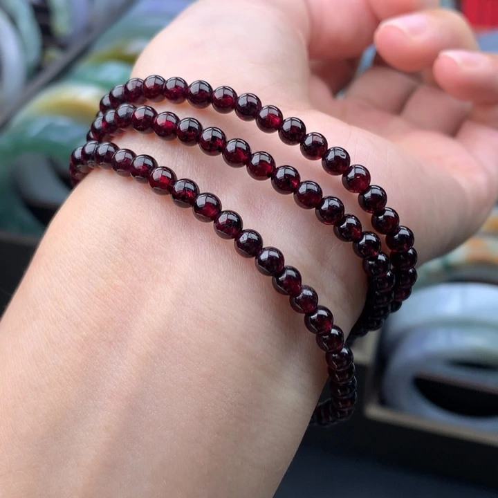 翡翠未镶嵌手链多样性石榴三圈