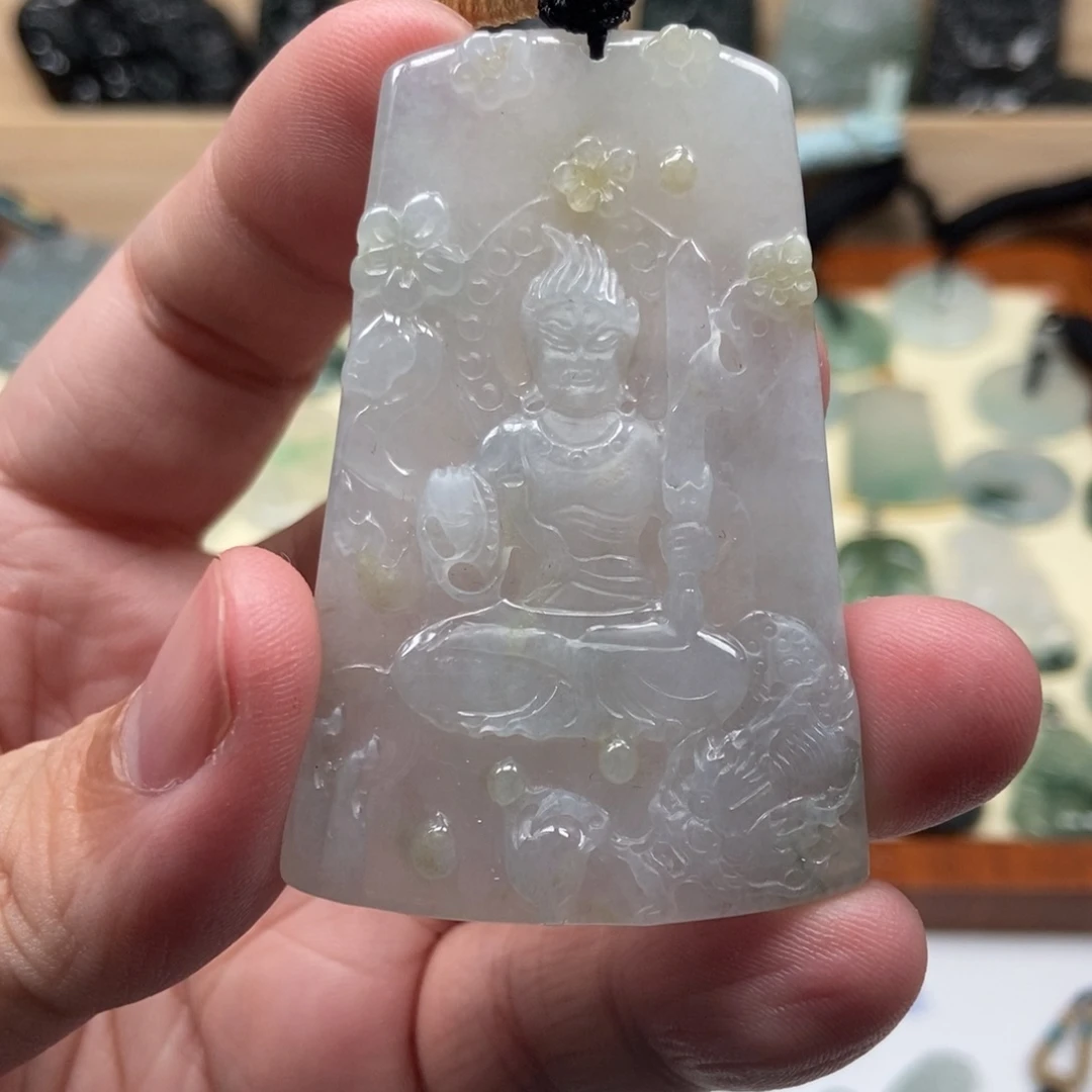 翡翠未镶嵌颈饰御龙不动明王 天然缅甸ａ货翡翠男女礼物高级感