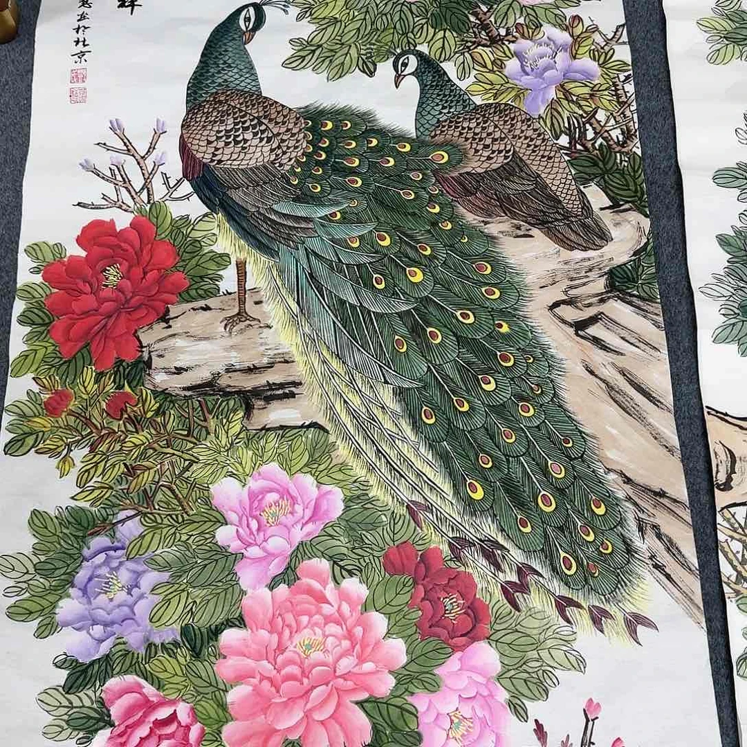 国画阳****）尺寸70X138手绘作品