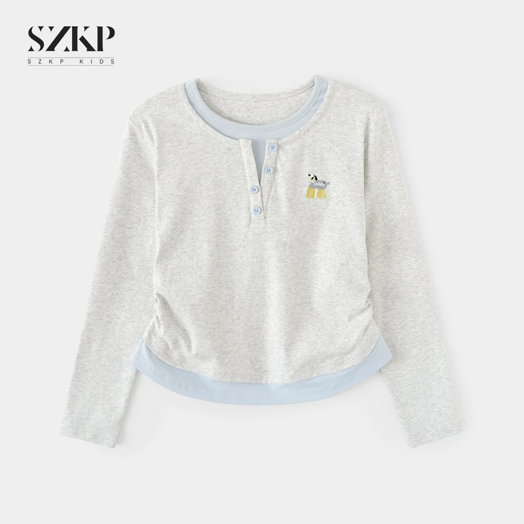 SZKP秋季新款女童装长袖T恤中大童休闲百搭儿童打底衫BGYQ553121
