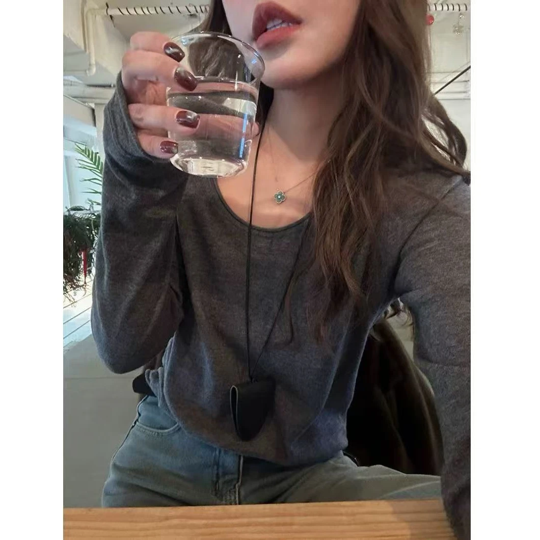 QianRH-9867春季新款韩版宽松百搭ins风圆领针织衫打底