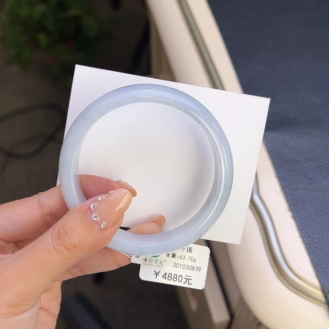 翡翠未镶嵌手镯59.8宽版淡紫