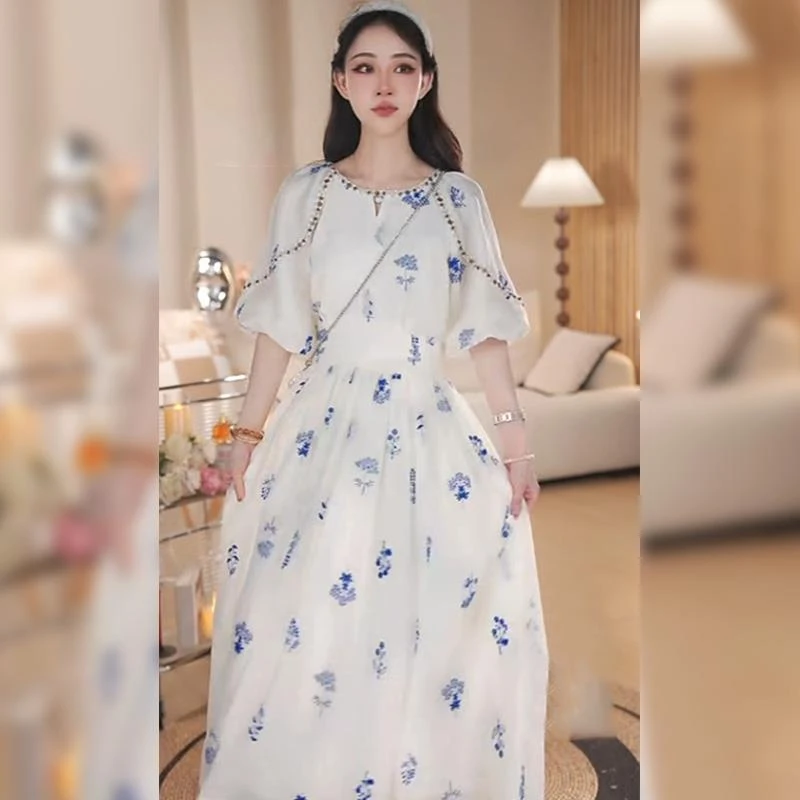 【莫奈花园】海边度假气质碎花时尚连衣裙2025夏季新款小众长裙子女