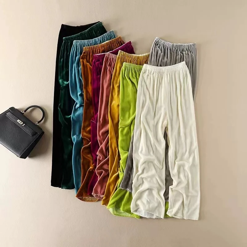 100%桑蚕丝夏季直筒裤百搭气质显瘦垂感时尚体闲春夏长裤子