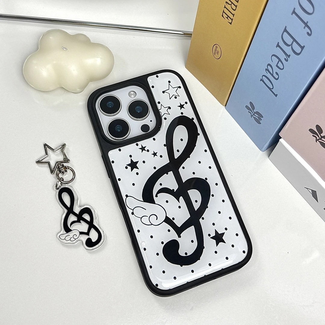 (送对应挂件)黑边滴胶 音符 苹果 适用于苹果16pro max 多型号