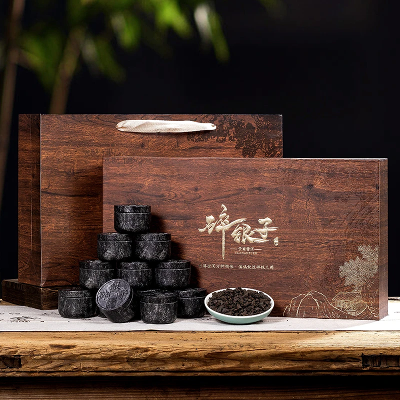 木纹 普洱熟茶糯香味碎银子 12罐360g 茶叶礼盒装