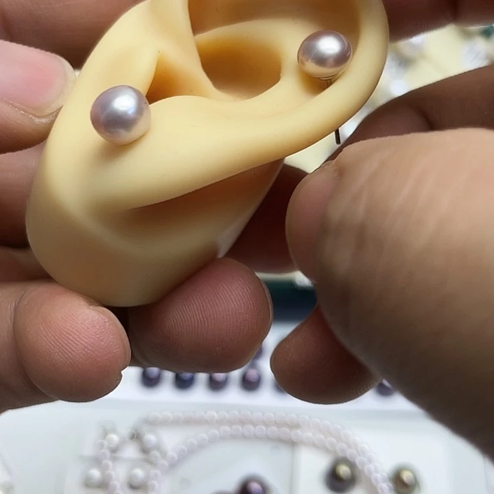 原***n耳饰淡水珍珠银S925镶嵌