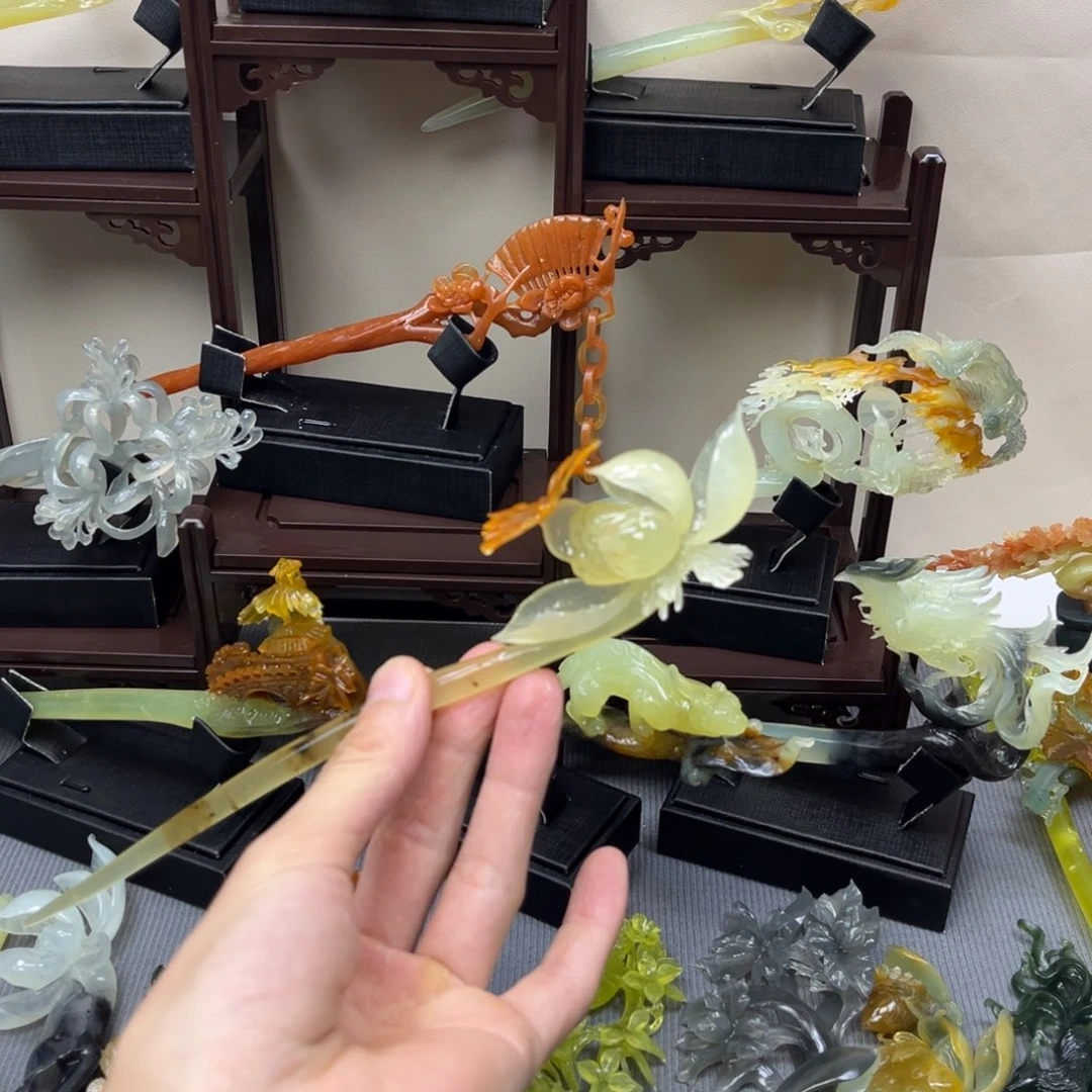 蛇纹石玉合金发饰