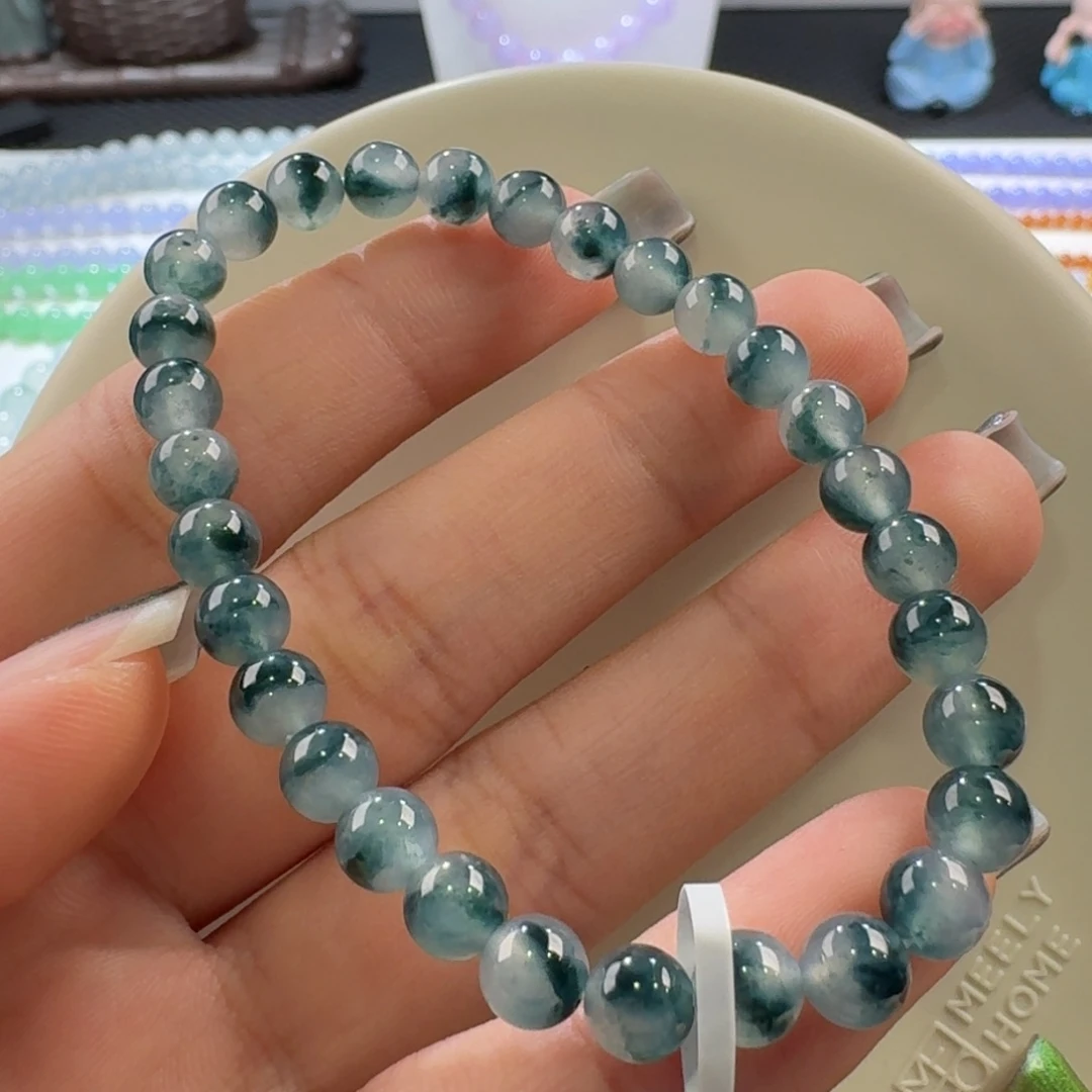 翡翠手链未镶嵌冰飘兰花手串卡6 国风！青花瓷！