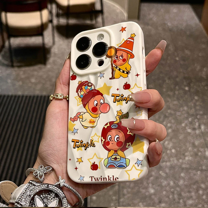 趣味星星小人适用iphone16苹果15pro手机壳14plus褶皱13磨砂12/11