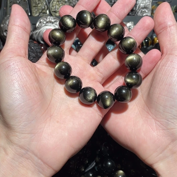 黑曜岩手串未镶嵌宋