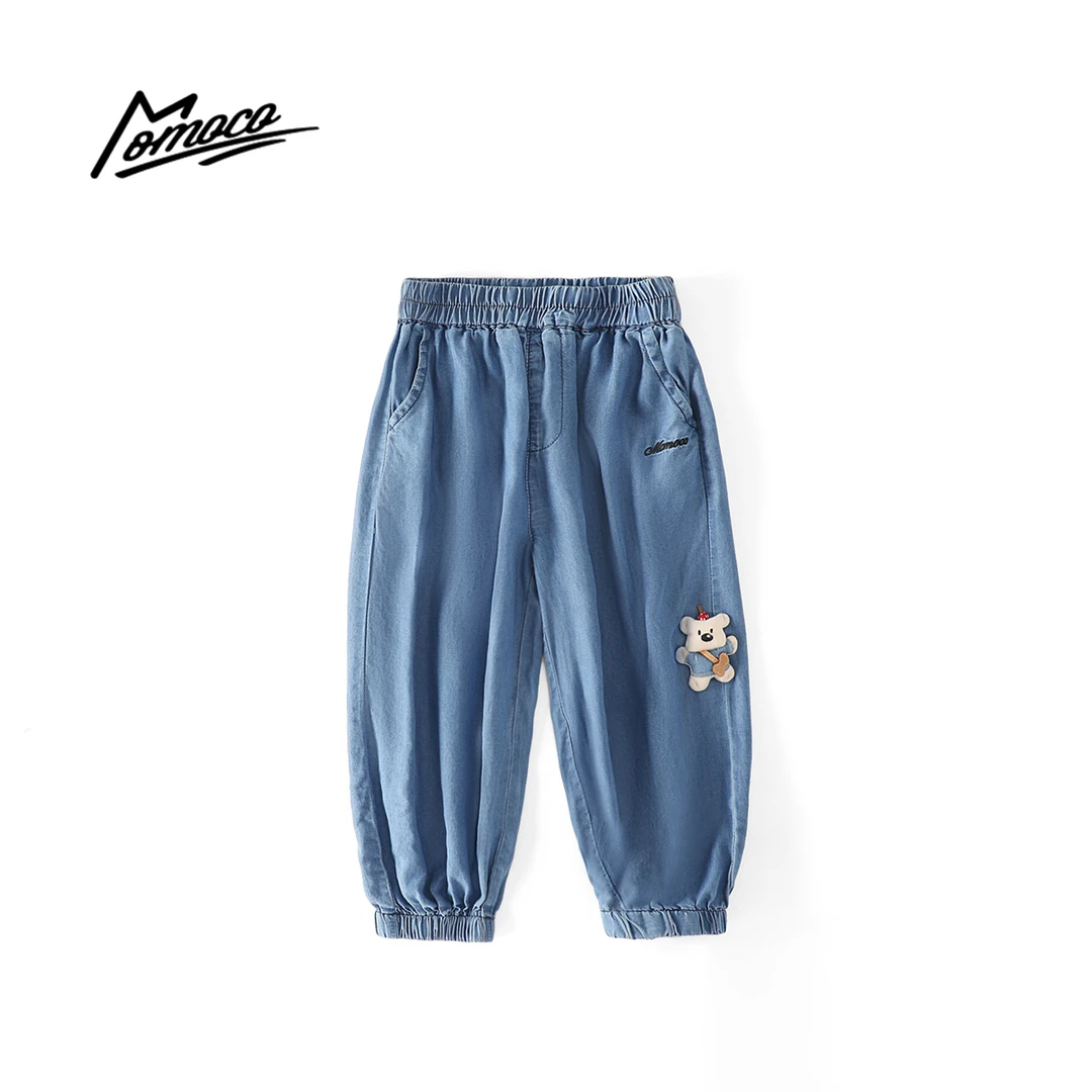 MOMOCO夏季男童潮流立体小狗牛仔长裤时尚凉感裤子77230350005