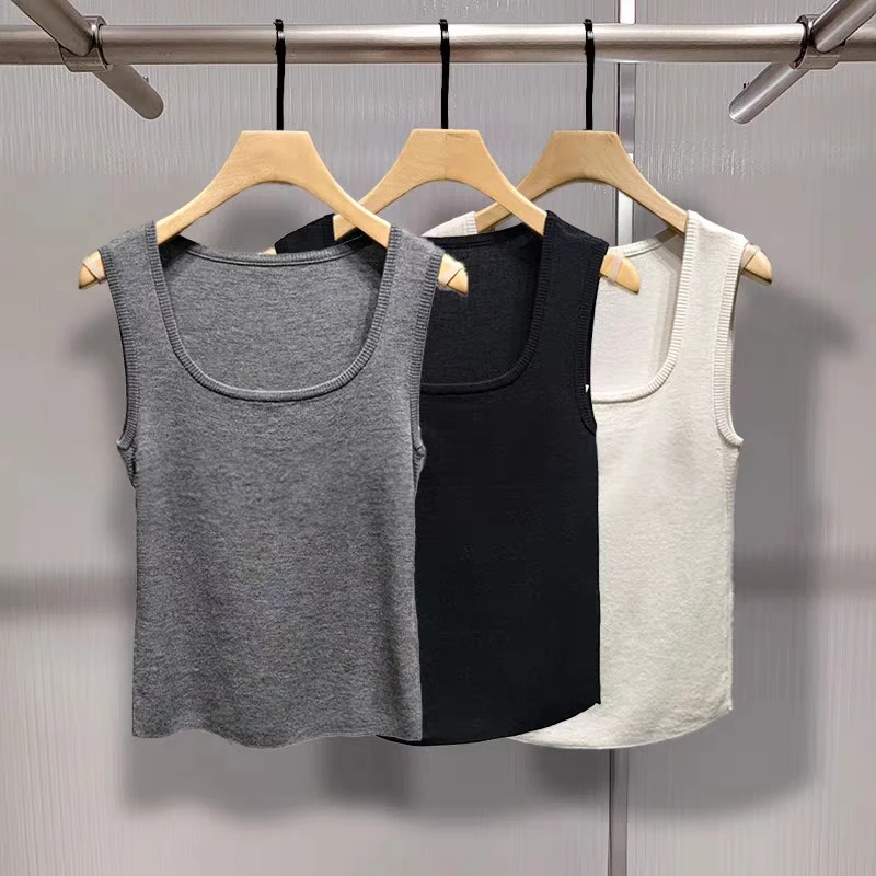 商场同款2025春新款百搭无袖T恤打底针织U型领背心上衣女50128018