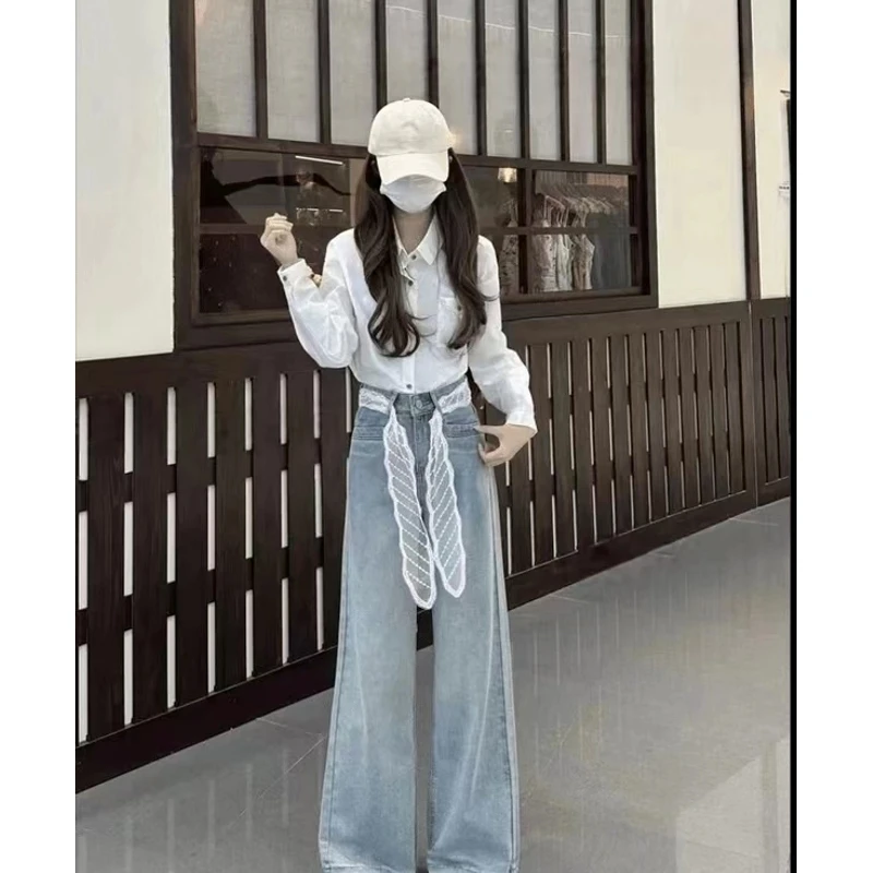 「运费险+送丝带」莱赛尔天丝夏季薄款牛仔裤女高腰垂感阔腿裤子