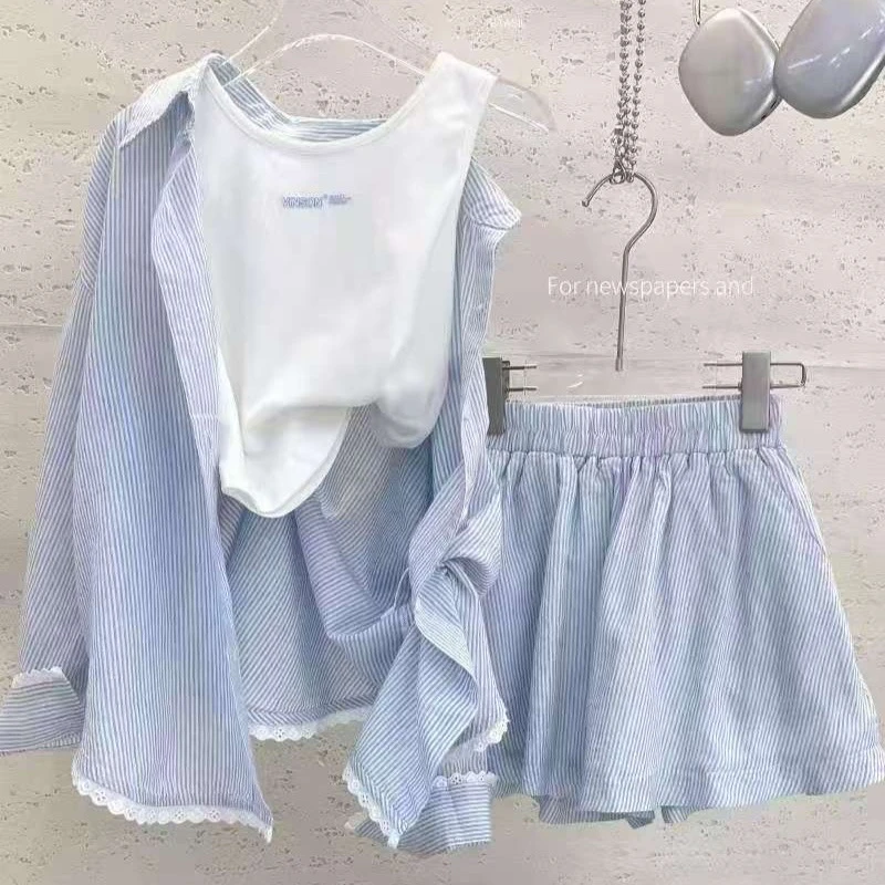1050童装衬衫短裤三件套