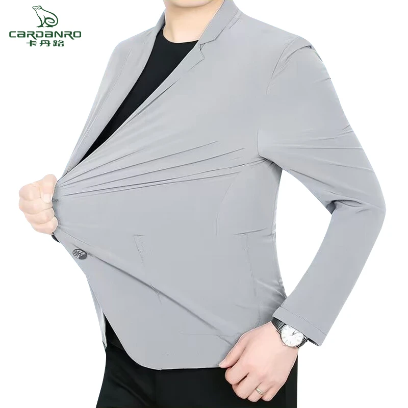 男款夏季防晒西服男时尚轻薄款冰丝休闲小西装百搭男士修身外套