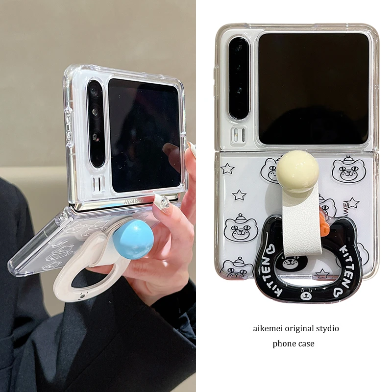 适用华为PuraX折叠屏手机壳p50pocket吉利猫西高地novaFlip指环扣