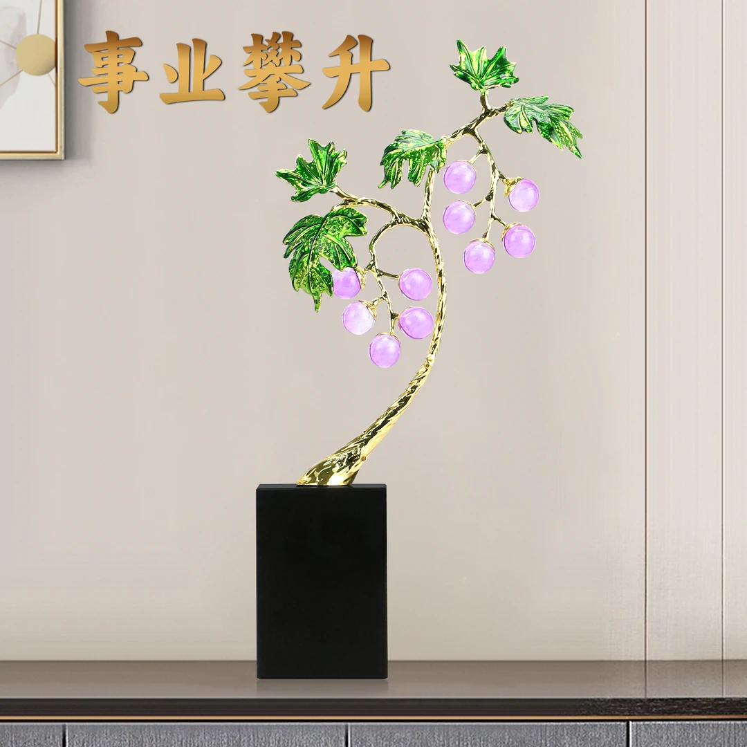 酒柜摆件高档大气轻奢风格多子多福葡萄树摆件玄关电视柜乔迁礼物