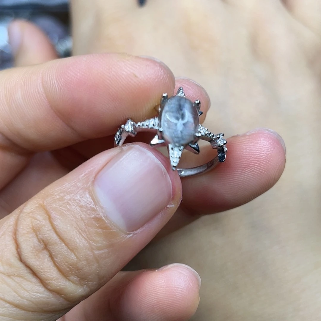 【闪购商品】银S925镶嵌珠宝半成品水晶戒指