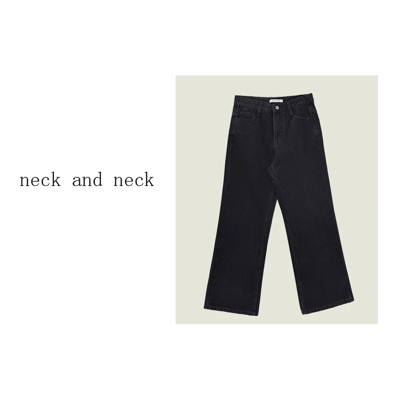 【 neck and neck 】“ 黑牛 ” 复古水洗廓形黑色直筒牛仔裤