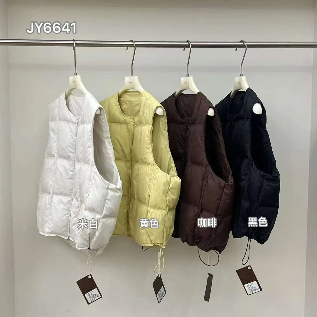 均希#JY6641冬季新款90白鸭绒拉链马甲，衣长：56cm