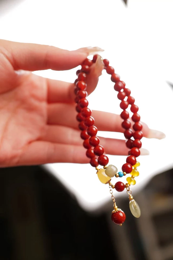 《抖音基地质检发货》玛瑙平安玉坠双圈手串ZM03